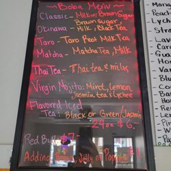 Harvest Fruit and Boba Tea - Boba menu