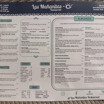 Las Mañanitas - Breakfast and lunch menu - Mexican Near Me - Clovis, California