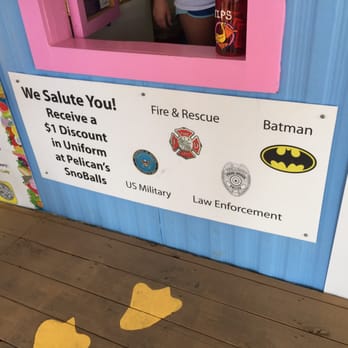 Pelicans Snoballs - They give discounts to heros, including batman! - Shaved Ice Near Me - Irmo, South Carolina Pelicans Snoballs - They give discounts to heros, including batman! - Shaved Ice Near Me - Irmo, South Carolina