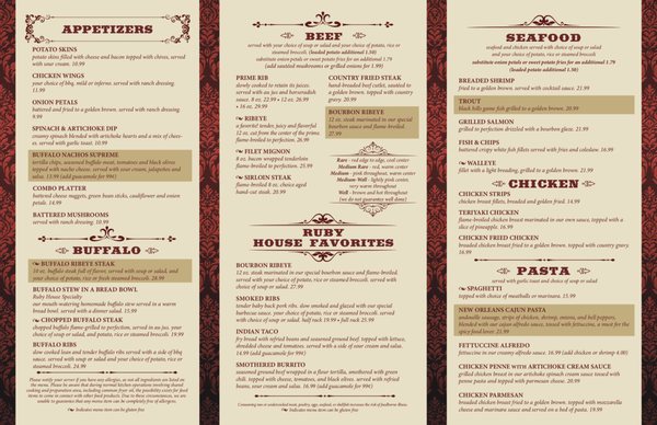 Menu photo 7 Ruby House Restaurant Keystone, SD