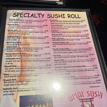 Umai Sushi - Speacialty Sushi roll menu - Sushi Bars Near Me - Largo, Florida