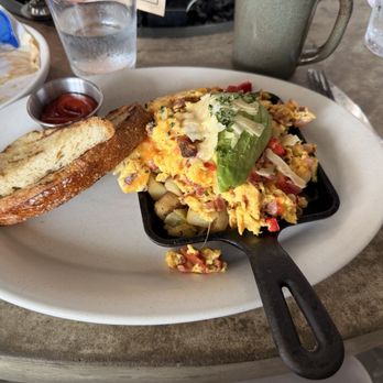 Hideaway - Ham and egg scramble with sourdough toast (I recommend requesting the toast dry. - American Near Me - San Diego, California