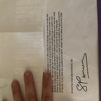 Ready-Set-Go Children's Center - This photo is a note from my daughters doctor after seeing her for multiple bite marks from another child . - Child Care & Day Care Near Me - Sacramento, California Ready-Set-Go Children's Center - This photo is a note from my daughters doctor after seeing her for multiple bite marks from another child . - Child Care & Day Care Near Me - Sacramento, California