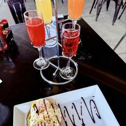 Mimosa flight and avocado toast