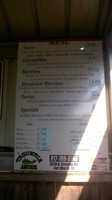 Menu photo 1 Taqueria Javier Burleson, TX