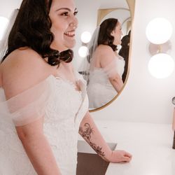 Janene's Bridal Boutique - Bride in a wedding dress San Francisco in Janene's Bridal Getting Ready Area