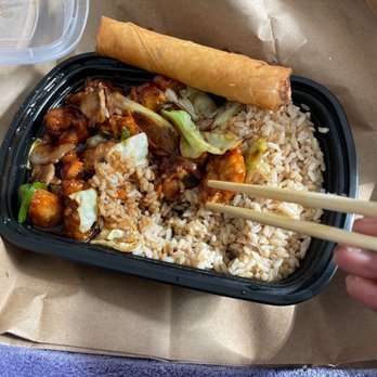 Tin Drum Asian Kitchen & Boba Tea Bar - Decatur - Citrus Teriyaki Glaze with brown rice and Veggie Spring Roll - Pan Asian Near Me - Decatur, Georgia Tin Drum Asian Kitchen & Boba Tea Bar - Decatur - Citrus Teriyaki Glaze with brown rice and Veggie Spring Roll - Pan Asian Near Me - Decatur, Georgia