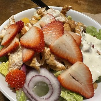Chubby's Cafe - What manager runs next door just to get fresh strawberries for this salad? The manager at this Chubbys! Yum! - American Near Me - Saratoga Springs, Utah