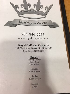 Menu photo 6 Royal Cafe & Creperie Matthews, NC