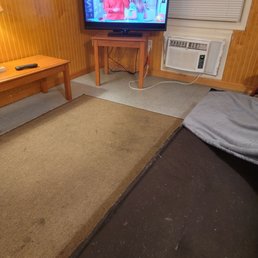 Nasty,dirty carpet and looks like animal hair filled futon that's as hard as sitting on a rock