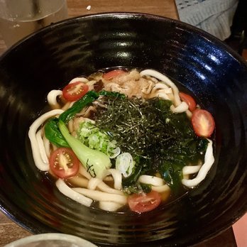 Udon Lab - Vegetarian Udon is flavorful: shiitake mushroom based broth, scallions, wakame, cherry tomatoes, 1 bokchoy, kombu $16 5* - Noodles Near Me - New York, New York Udon Lab - Vegetarian Udon is flavorful: shiitake mushroom based broth, scallions, wakame, cherry tomatoes, 1 bokchoy, kombu $16 5* - Noodles Near Me - New York, New York