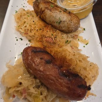 Biergarten at Old World - Sausage Trio with Mustard ($14)  04-19-2026 - German Near Me - Huntington Beach, California