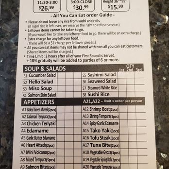 Hello Sushi - AYCE menu as of 7/19/21 - Sushi Bars Near Me - Fullerton, California Hello Sushi - AYCE menu as of 7/19/21 - Sushi Bars Near Me - Fullerton, California