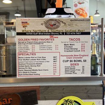 DJs Clam Shack - Menu - Seafood Near Me - Indian Shores, Florida