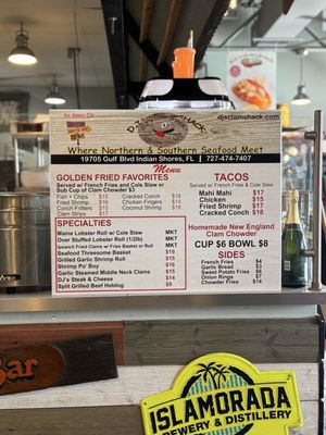 Menu photo 2 DJs Clam Shack Indian Shores, FL