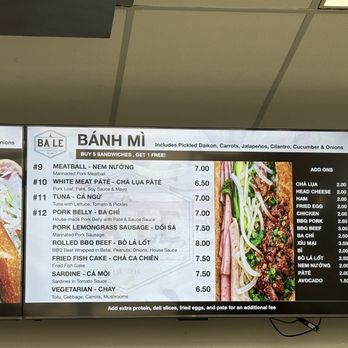 Ba Le Sandwich Shop - Menu - Vietnamese Near Me - Alhambra, California Ba Le Sandwich Shop - Menu - Vietnamese Near Me - Alhambra, California