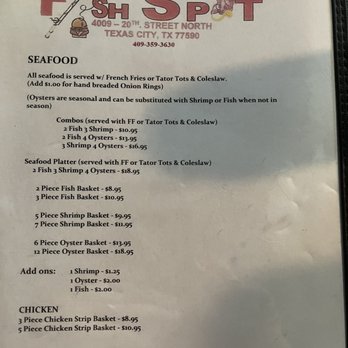 The Fish Spot - 12/2021 Menu - Seafood Near Me - Texas City, Texas The Fish Spot - 12/2021 Menu - Seafood Near Me - Texas City, Texas