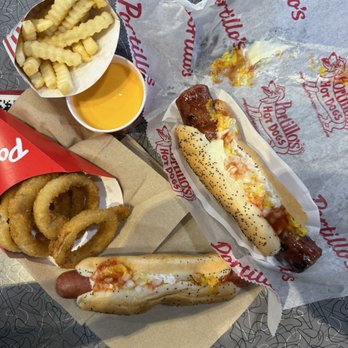 Portillo's Glendale - Jumbo dog, Char Grilled Maxwell Street Polish Sausage, Cheese Fries, and Onion Rings - Salad Near Me - Glendale, Arizona