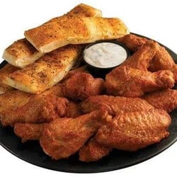 Hot wings and Cajun Howie Bread