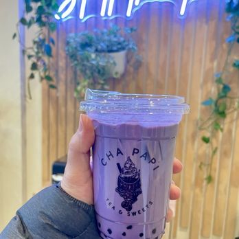 Cha Papi - UBE latte with oat milk & tapioca boba. - Donuts Near Me - West Hartford, Connecticut