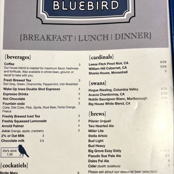 Bluebird Diner - Menu - American Near Me - Iowa City, Iowa