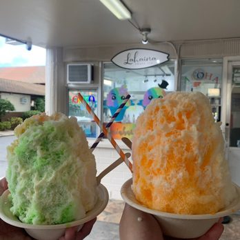 Lahaina Shave Ice - Ka'anapali (lychee, pina colada and lilikoi) and wailea(orange cream, melona, coconut) - Desserts Near Me - Honolulu, Hawaii Lahaina Shave Ice - Ka'anapali (lychee, pina colada and lilikoi) and wailea(orange cream, melona, coconut) - Desserts Near Me - Honolulu, Hawaii