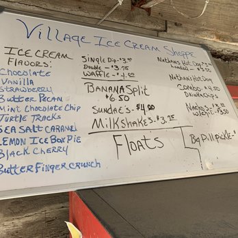 Village Ice Cream Shoppe - a menu on a whiteboard - Ice Cream & Frozen Yogurt Near Me - Mentone, Alabama Village Ice Cream Shoppe - a menu on a whiteboard - Ice Cream & Frozen Yogurt Near Me - Mentone, Alabama