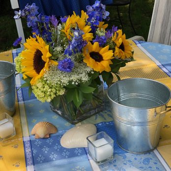 Moonshell Design - For a larger round dining table. - Florists Near Me - Chatham, Massachusetts