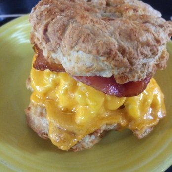 Brioso Coffee - Breakfast sandwich - scratch biscuit, local cheese, scrambled eggs and bacon! SO. TASTY. - Coffee & Tea Near Me - Columbus, Ohio