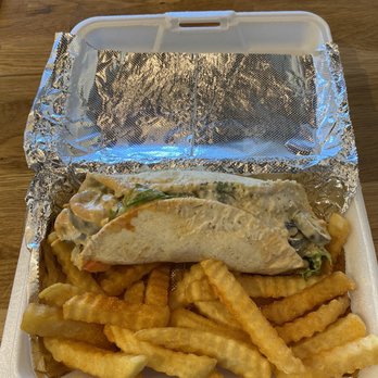 Gyro Republic - Fries with pita sandwich Combo (Chicken Gyro) Burrito - Mediterranean Near Me - Houston, Texas