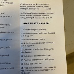 Take out menu