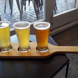 SMK Southern Meat Kitchen - Beer flights! Wheat, lager, pale ale (left to right)