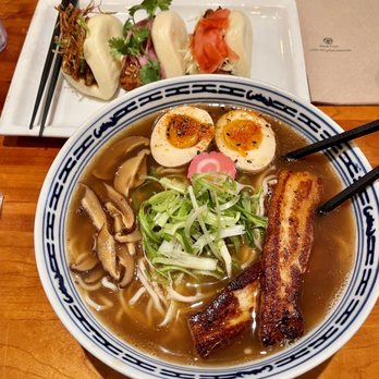 Bao - a bowl of ramen soup and a plate of dumplings - Korean Near Me - Victoria, British Columbia