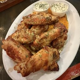 Honey Buffalo lemon pepper wings with ranch dip