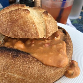 Wind & Sea - Seafood Chowder in a bread bowl. Really good on a cold day! - Seafood Near Me - Dana Point, California Wind & Sea - Seafood Chowder in a bread bowl. Really good on a cold day! - Seafood Near Me - Dana Point, California