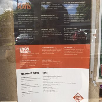 Slappy Cakes - Menu options posted outside - Breakfast & Brunch Near Me - Lahaina, Hawaii