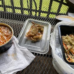 Jasmine Thai Restaurant - Best traditional papaya salad (far right) I've found in buffalo!!!