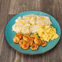 Nola Soul Food and Sweets - Shrimp and grits with eggs