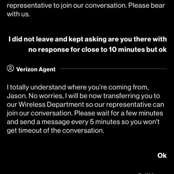 Verizon Corporate - Conversation of rep no longer replying. - Mobile Phones Near Me - New York, New York
