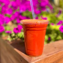 The Juicery - My fave!! Sunrise Squeeze with chia added (beet, carrot, orange, and ginger)!