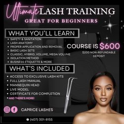 ‼EYELASH EXTENSION TRAINING‼
Build a Career and Business in Beauty!
Group class $600
Offering one on one class $850
$200 Deposit