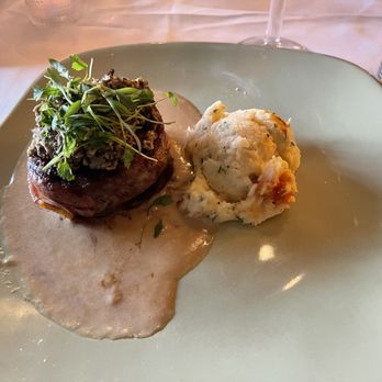 Copley's - Bacon wrapped filet with lobster mashed potatoes...yum! - New American Near Me - Palm Springs, California