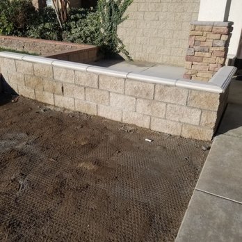 Vallejo Property Preservation - Mini split face wall and caps. Gopher netting for sod. - Landscaping Near Me - Riverside, California