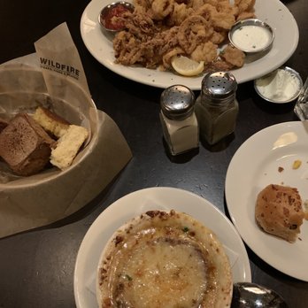 Wildfire - Crispy Fried Fresh Calamari and Baked French Onion Soup - American Near Me - Lincolnshire, Illinois Wildfire - Crispy Fried Fresh Calamari and Baked French Onion Soup - American Near Me - Lincolnshire, Illinois