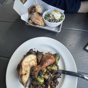 Brider - Two-piece rotisserie chicken with Brussels; Porchetta special with shaved brussel sprout Caesar salad - New American Near Me - Denver, Colorado Brider - Two-piece rotisserie chicken with Brussels; Porchetta special with shaved brussel sprout Caesar salad - New American Near Me - Denver, Colorado