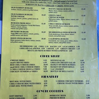 Coyote Bluff Cafe - Menu - Burgers Near Me - Amarillo, Texas