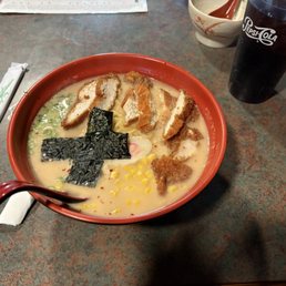 Chicken katsu ramen with a spicy broth Chicken katsu ramen with a spicy broth