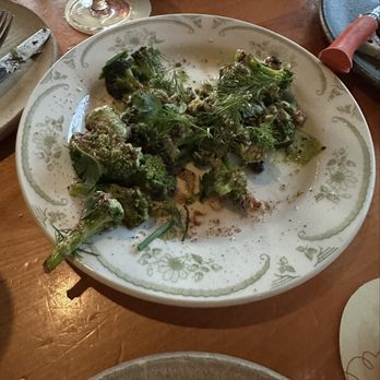 Squable - Remembered to take a pic of the broccoli halfway through eating oops - Modern European Near Me - Houston, Texas