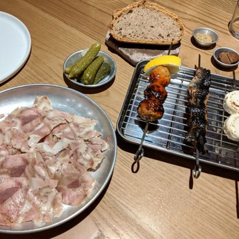 Marzapane - Marzapane Roma 01/14/2020: Gastronomia – House Ox Tongue Headcheese, Eel, Pork Meatballs, Sheep’s Cheese, Pickles, Mustard, Bread - Italian Near Me - Rome, RM Marzapane - Marzapane Roma 01/14/2020: Gastronomia – House Ox Tongue Headcheese, Eel, Pork Meatballs, Sheep’s Cheese, Pickles, Mustard, Bread - Italian Near Me - Rome, RM