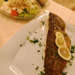 Gode-Wind - Gebratenes Dorschfilet mit einer leckeren Senfsauce und Salat